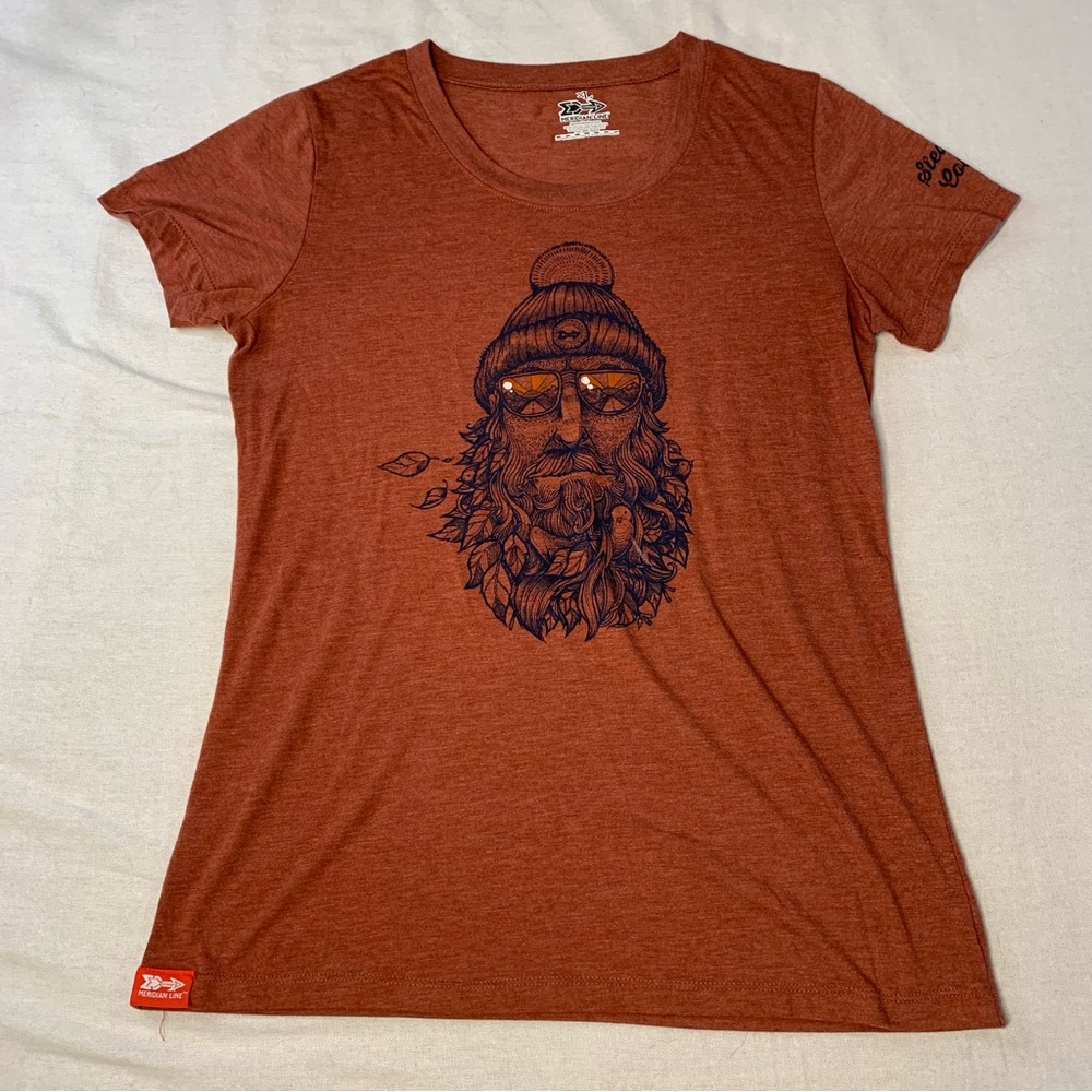 Meridian Line Women Rust Brown Red Short Sleeve T-Shirt XL